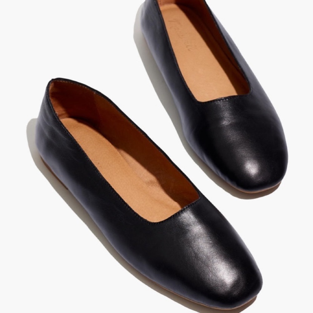 Madewell Cory Black Leather Flats Shoes Sz 9